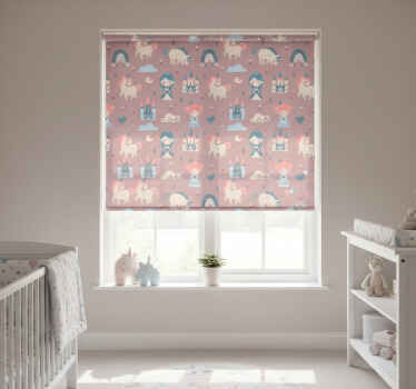 Estor enrollable infantil pastel de unicornios y princesas - TenVinilo