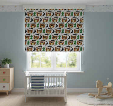 Rollo fenster kinderzimmer einfarbige bären und bäume - TenStickers