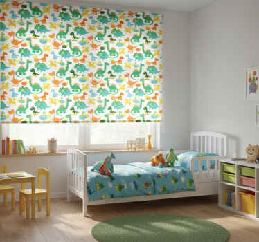 Children room roller blind with colorful dinosaur pattern - TenStickers