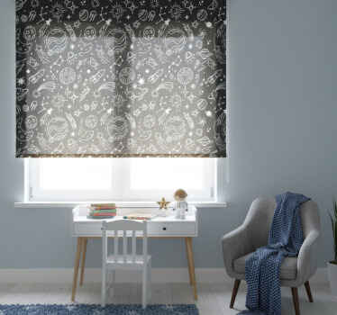 Rollo fenster kinderzimmer schwarz-weiß kosmos - TenStickers