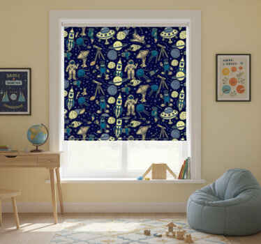 Estor enrollable infantil planetas, astronautas y cohete - TenVinilo