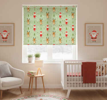 Rolgordijn kinderkamer kerstman en zijn rendier - TenStickers