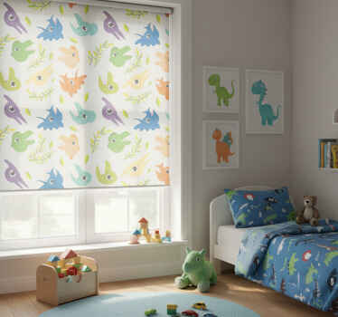 Rollo fenster kinderzimmer mit retro-spieldinosauriern - TenStickers