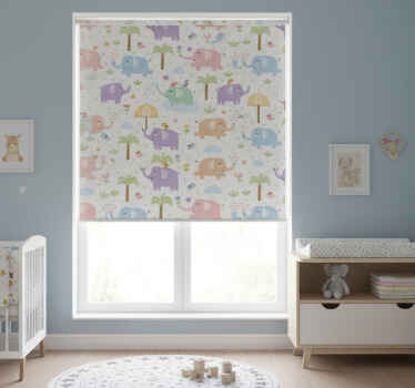 Rollo fenster kinderzimmer mit süßem elefantenmuster - TenStickers