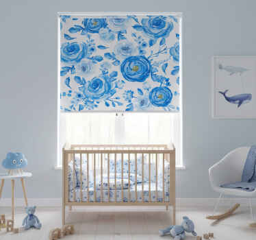 Rollo fenster kinderzimmer mit blauen uhren und blumen - TenStickers