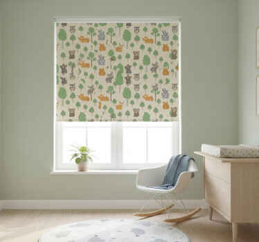 Rollo fenster kinderzimmer mit lustigen tieren und bäumen - TenStickers