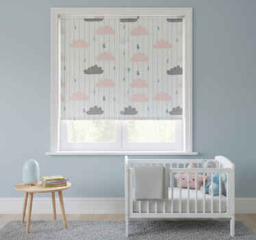 Rollo fenster kinderzimmer rosa und graue wolken - TenStickers