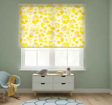 Rollo fenster kinderzimmer meerjungfrau kind gelb lächeln - TenStickers