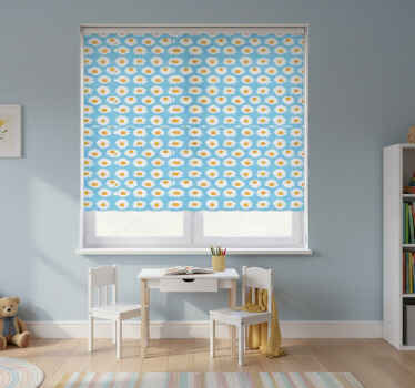 Tenda a rullo cameretta motivo margherite su sfondo azzurro - TenStickers