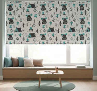 Estor enrollable infantil patrón naturaleza camping - TenVinilo