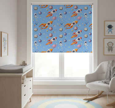 Tenda a rullo cameretta motivo spazio acquerello - TenStickers