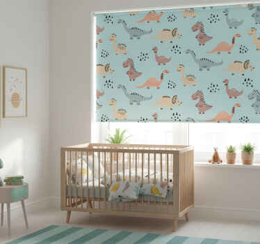 Zavjese za dječju sobu s plavom pozadinom i dinozaverima - TenStickers