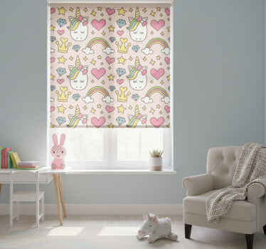 Rolgordijn kinderkamer schattige regenbogen en eenhoorns - TenStickers