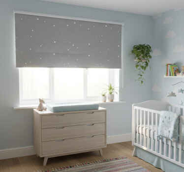 Rollo fenster kinderzimmer weiße sterne auf grau - TenStickers
