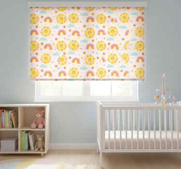 Rollo fenster kinderzimmer mit pinkem regenbogenmuster - TenStickers