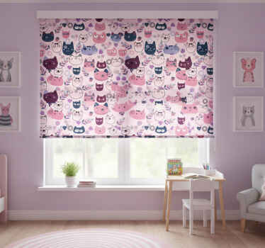Rollo fenster kinderzimmer mit pinken katzenmuster - TenStickers