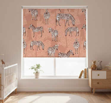 Rollo fenster kinderzimmer zebra und palmen braun - TenStickers