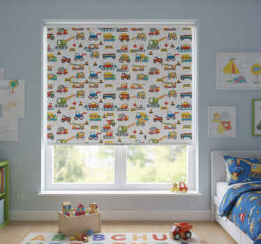 Rollo fenster kinderzimmer mit süßen baggern im einsatz - TenStickers