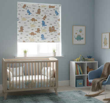 Happy blue and brown dinosaurs children room roller blind - TenStickers