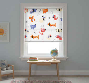 Rollo fenster kinderzimmer mit illustrierten hunden - TenStickers
