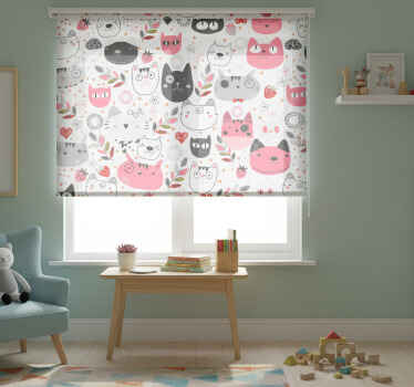 Rollo fenster kinderzimmer mit illustrierten katzen - TenStickers