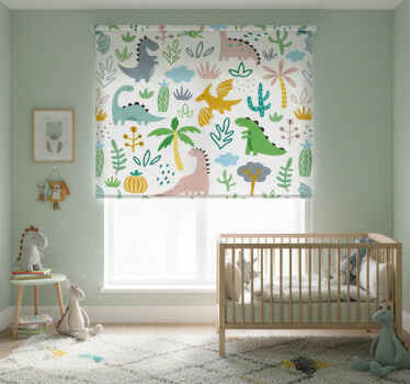 Rollo fenster kinderzimmer skandinavisches jurassic-muster - TenStickers