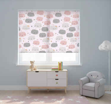 Rollo fenster kinderzimmer süße graue und rosa kätzchen - TenStickers