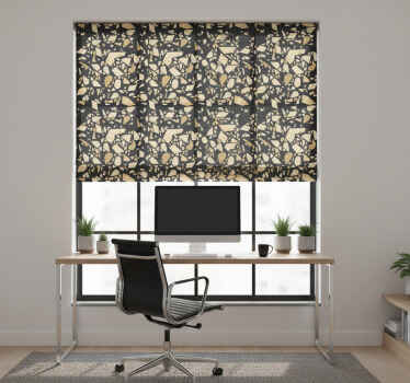 Cortina roller oficina estilo terrazzo negro dorado - TenVinilo