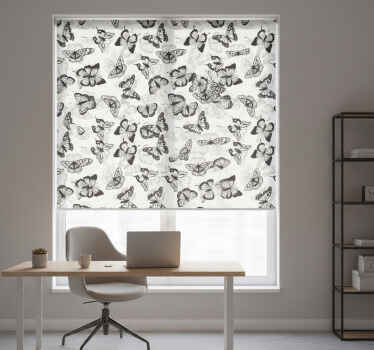 Estores enrollable oficina patrón mariposas delicadas negras - TenVinilo
