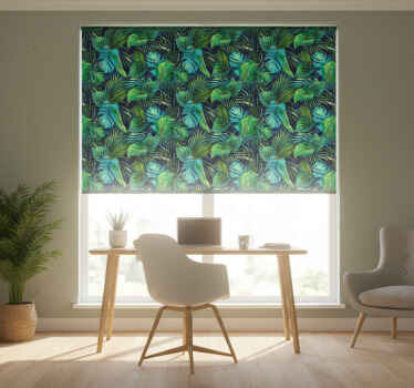 사무실 블라인드 자연스러운 녹색 잎 패턴 - TenStickers