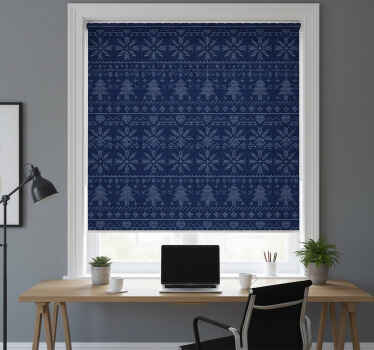 사무실 블라인드 네이비 블루 크리스마스 니트 패턴 - TenStickers