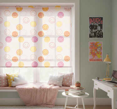 Rollo fenster jugendzimmer mit pinken smiley-gesichtern - TenStickers