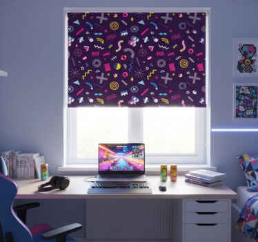 Cortina roller juvenil patrón gaming memphis - TenVinilo