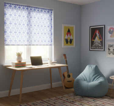 Cortina roller juvenil patrón lineal azul ecléctico - TenVinilo