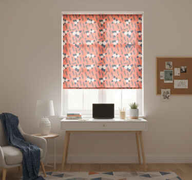 Cortina roller juvenil patrón de flores rosas naranjas - TenVinilo