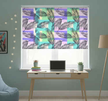 Cortina roller juvenil palmeras sobre fondo cuadrado - TenVinilo