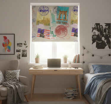 Cortina roller juvenil collage de pegatinas nyc - TenVinilo