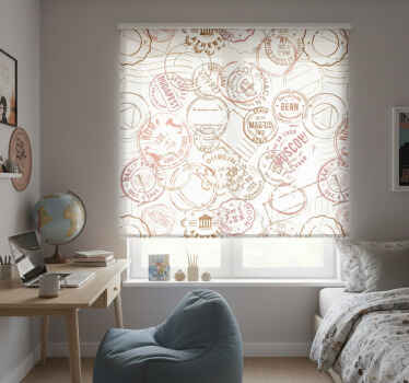 Rollo fenster jugendzimmer mit retro-stempeln - TenStickers