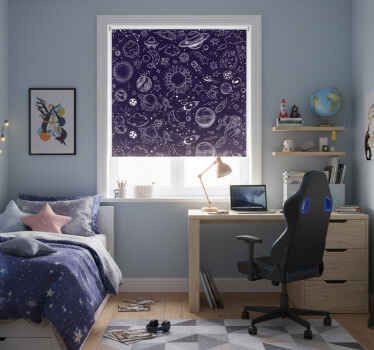 Rolgordijn tienerkamer planet doodle - TenStickers