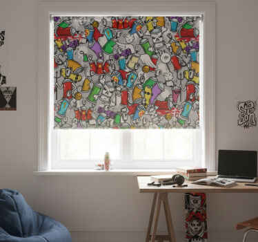 Teenage bedroom roller blind colourful graffiti cans - TenStickers