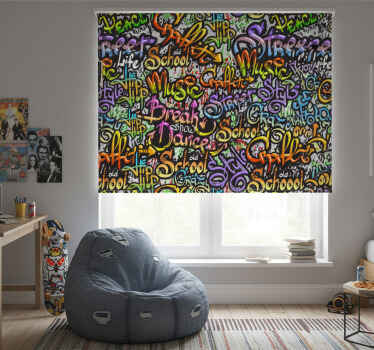 Rolgordijn tienerkamer graffiti muurschrift - TenStickers