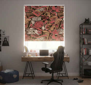Rolgordijn tienerkamer rode graffiti kunst - TenStickers