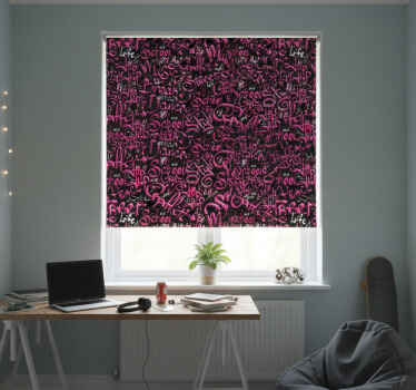 Rolgordijn tienerkamer roze en zwarte graffiti - TenStickers