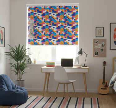 Rolgordijn tienerkamer kleurrijke geometrische mozaïek - TenStickers