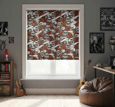 Rolgordijn tienerkamer schedels en rozen - TenStickers