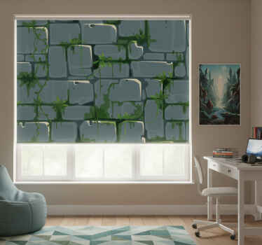 Rollo fenster jugendzimmer grüner ziegel blattakzent - TenStickers