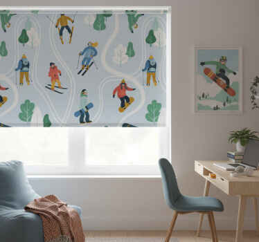 Rollo fenster jugendzimmer mit skifahrer tapete - TenStickers