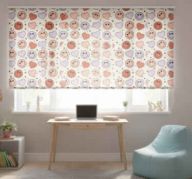 Rollo fenster jugendzimmer mit herzen und smileys - TenStickers