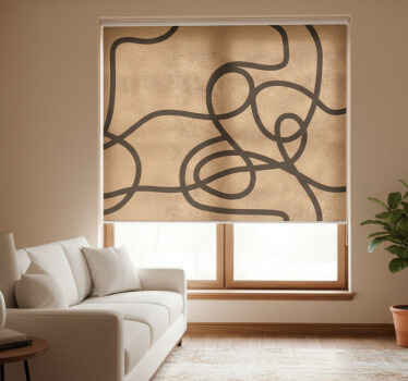 Cortina roller moderno líneas marrones irregulares - TenVinilo