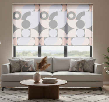 Cortina roller moderno patrón de círculos geométricos - TenVinilo